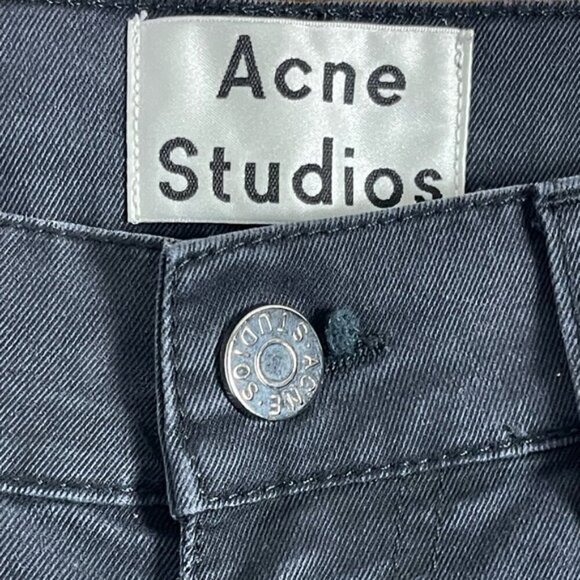 Acne Studios black medium rise raw hem ankle length jeans size 32 stretch - Picture 5 of 10